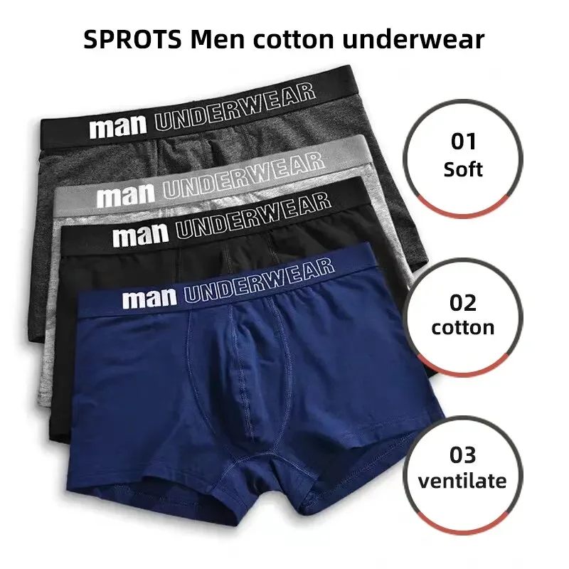 Men's Boxers Cotton Comfort Briefs Underwear Black M L XL Breathable Fashion Fitness Sports