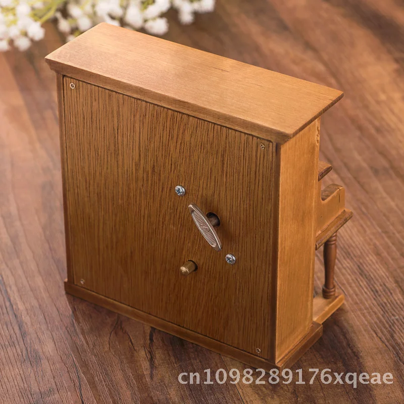 Simulation Vertical Piano Music Box Multi-song Wooden Craft Ornament European Style Engraving for Festive Gift-Wedding Birthday
