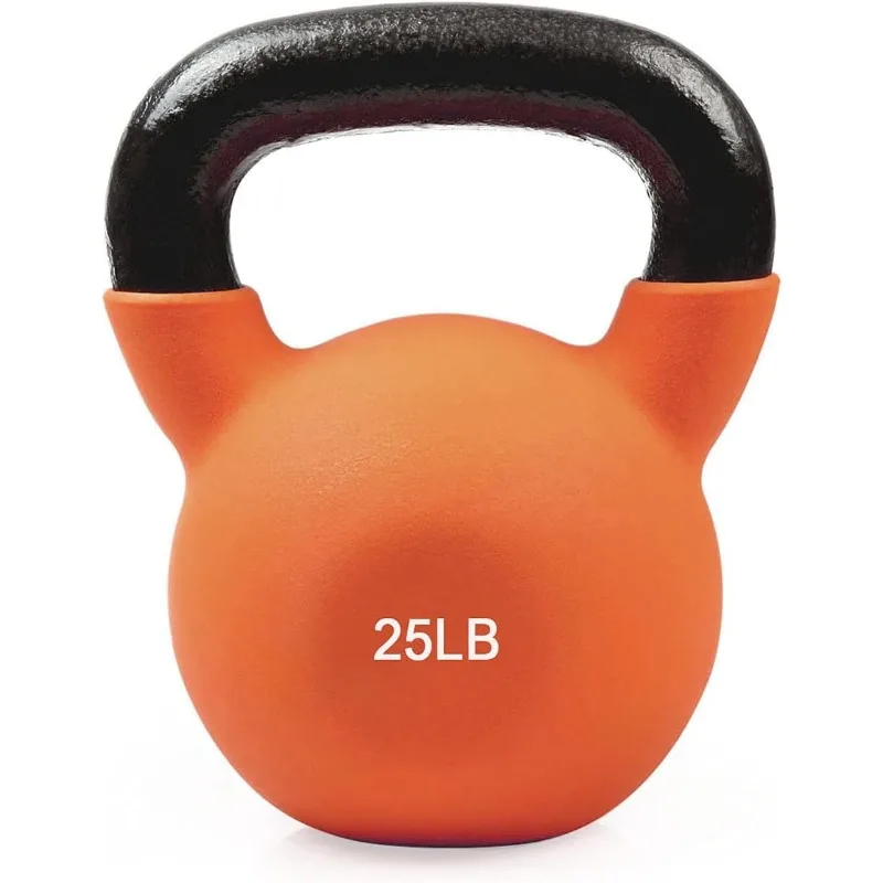 

RitFit Neoprene Coated Solid Cast Iron Kettlebell 25LB(Orange), Great for Full Body Workout, Cross-Training, Weight Loss