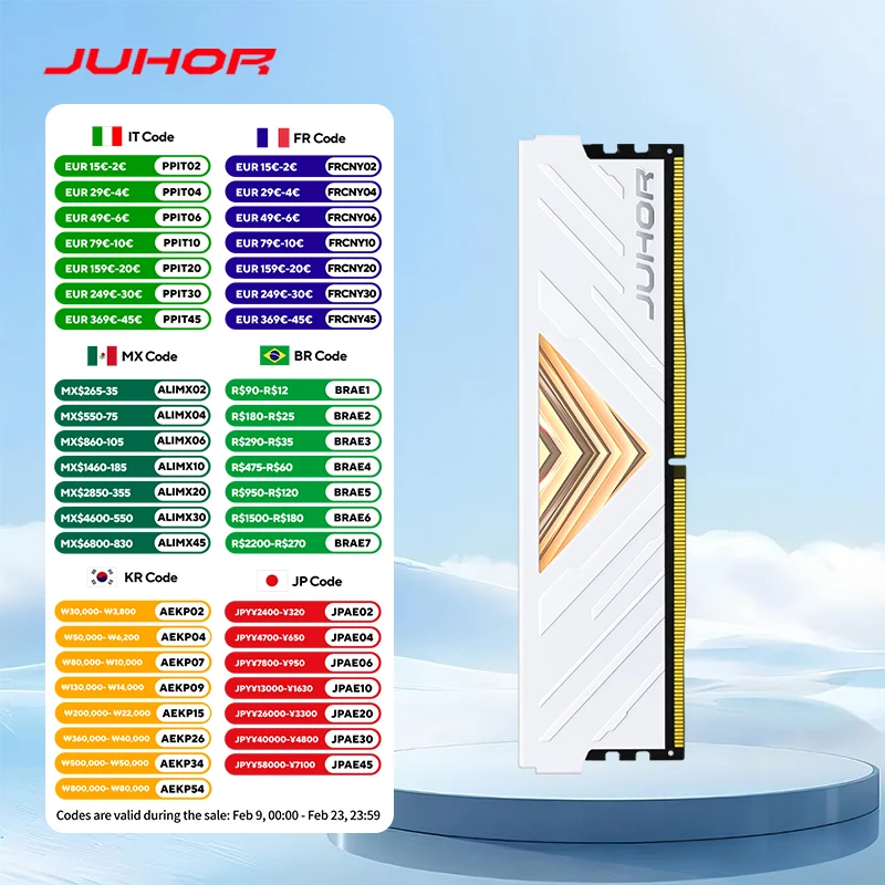 JUHOR DDR5 RAM 16GB 4800MHz 5600MHz 6000MHz コンピューターゲーム用