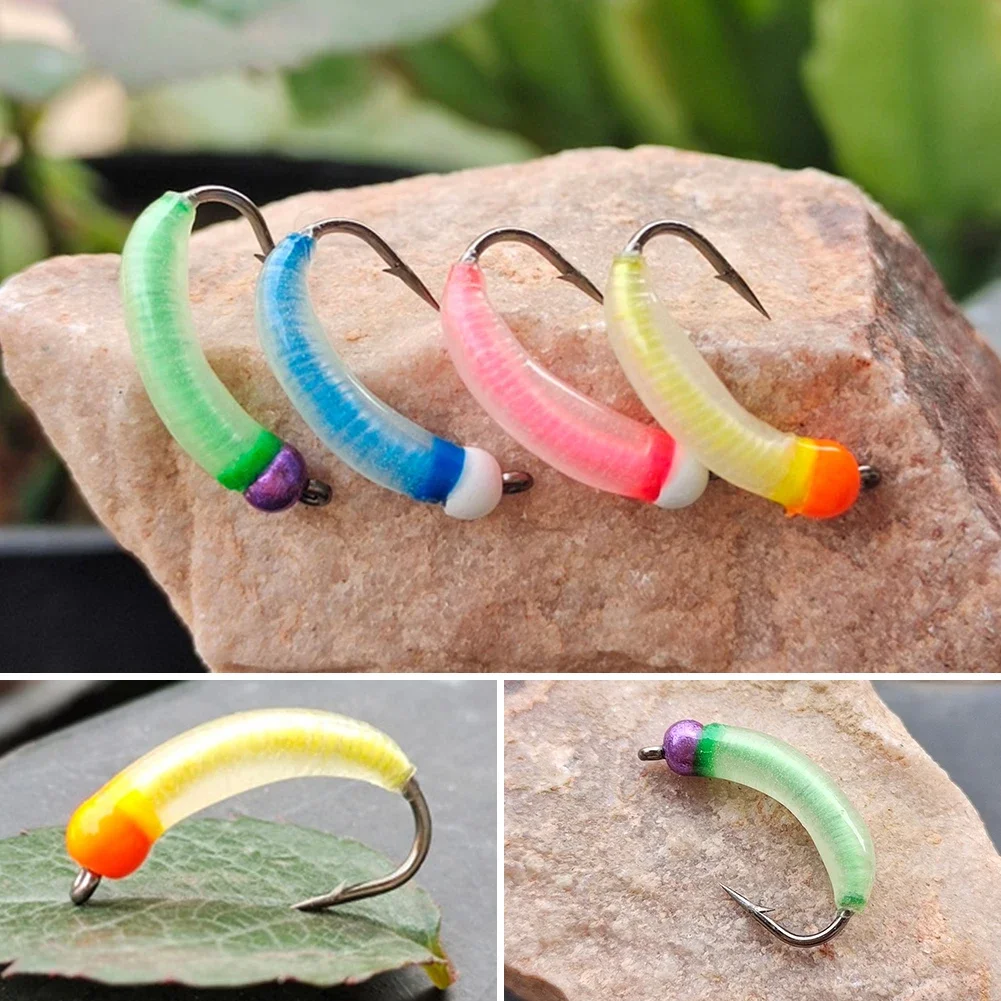 Luminous Tungsten Bead Head Nymph Scud Bug Worm Fly Barbed Caddis Larvae Insect Baits Fast Sinking Fishing Accessories