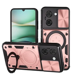 Enhanced Shockproof Magnetic Ring Stand Armor Case with Sliding Camera Cover for Redmi A5 4G EU 173mm (Rose Gold)