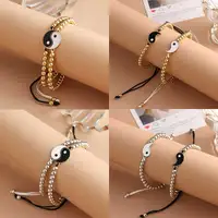Tai Chi Yin Yang Couple Bracelets Alloy Pendant Adjustable Braid Chain Bracelet Necklace Matching Lover Bracelets Necklaces - Image 6
