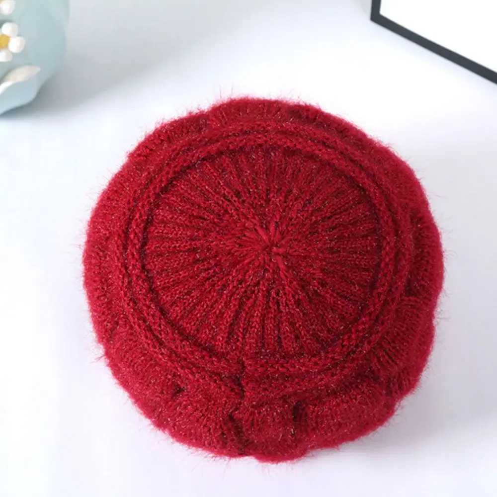 Acrylic Autumn Winter Knitted Hat for Middle Aged Elderly