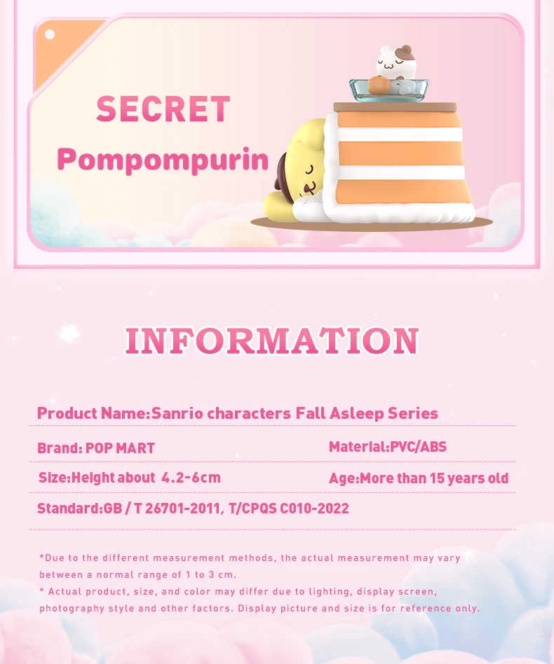 POP MART Sanrio Fall Asleep collectible figure from mystery blind box – includes free shipping to Singapore.
