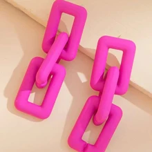 

New Simple Solid color Acrylic Chain Drop Earrings For Woman Fashion Korean exaggeration Big earrings Gift Jewelry 2021