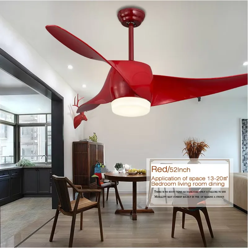 Vintage Ceiling Fan With Lights and Remote Control Retro Room Ceiling Fan Modern Black 52 inch