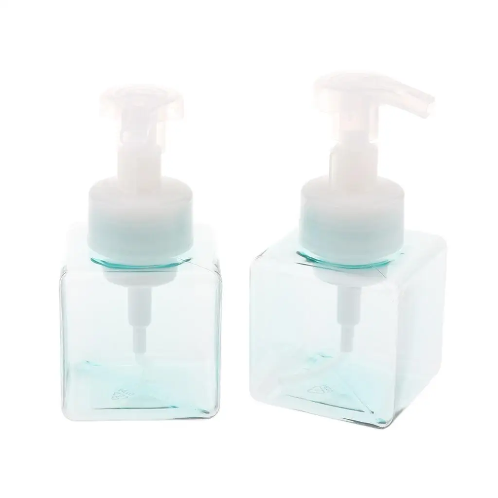 사각형 플라스틱 거품 비누 디스펜서, 거품 병, 펌프 포함, 250ml, 2 개