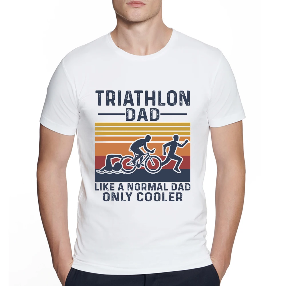 Triathlon Triathlete Runninger Swimmings Bikings Lustige Triathlon dad wie eine normale dad T-shirt Männer Sommer Streetwear T-Shirt – Detail 6