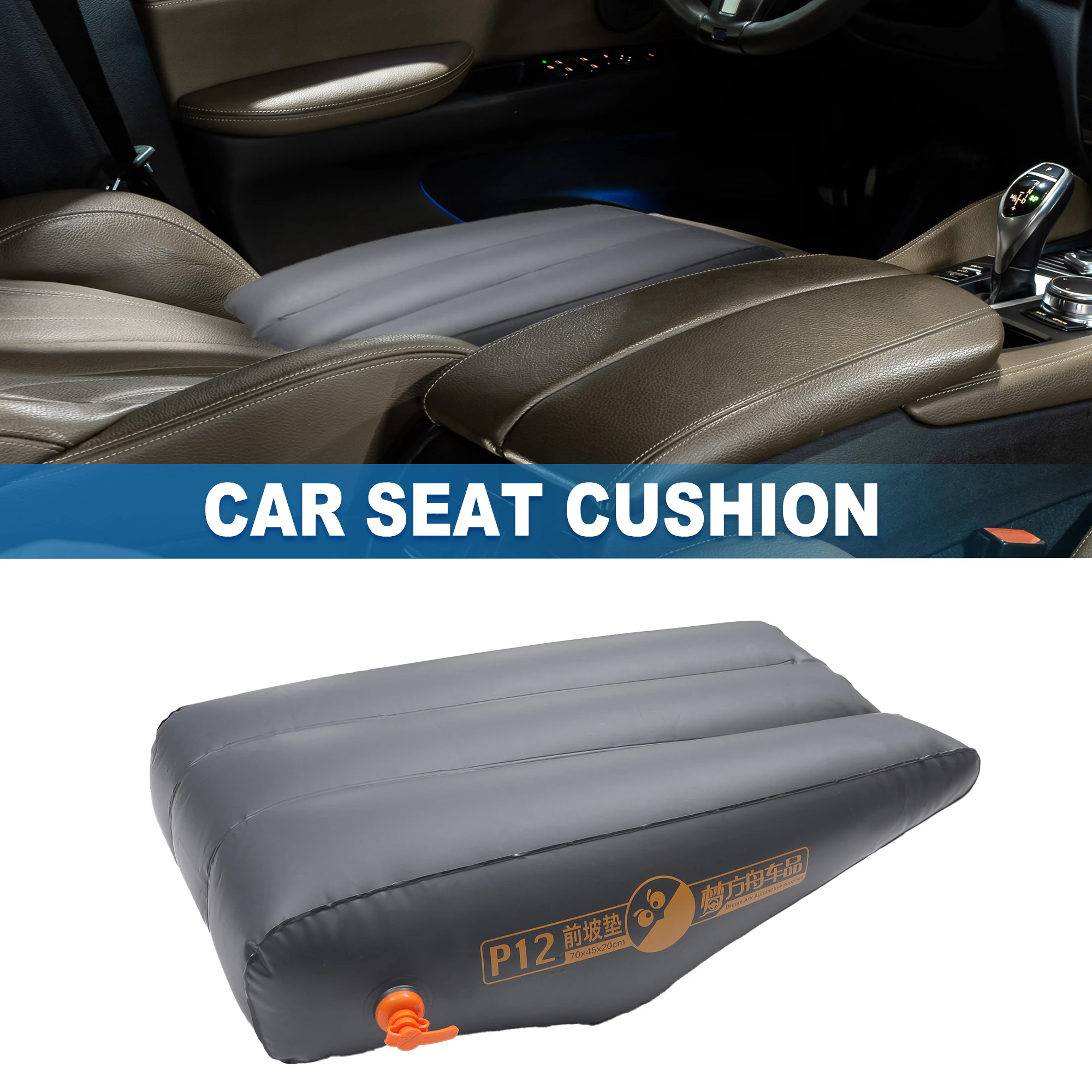 UXCELL Car Front Seat Inflatable Mat Comfortable Car Inflatable Mattress Sleeping Mat for Napping Travel Deep Gray