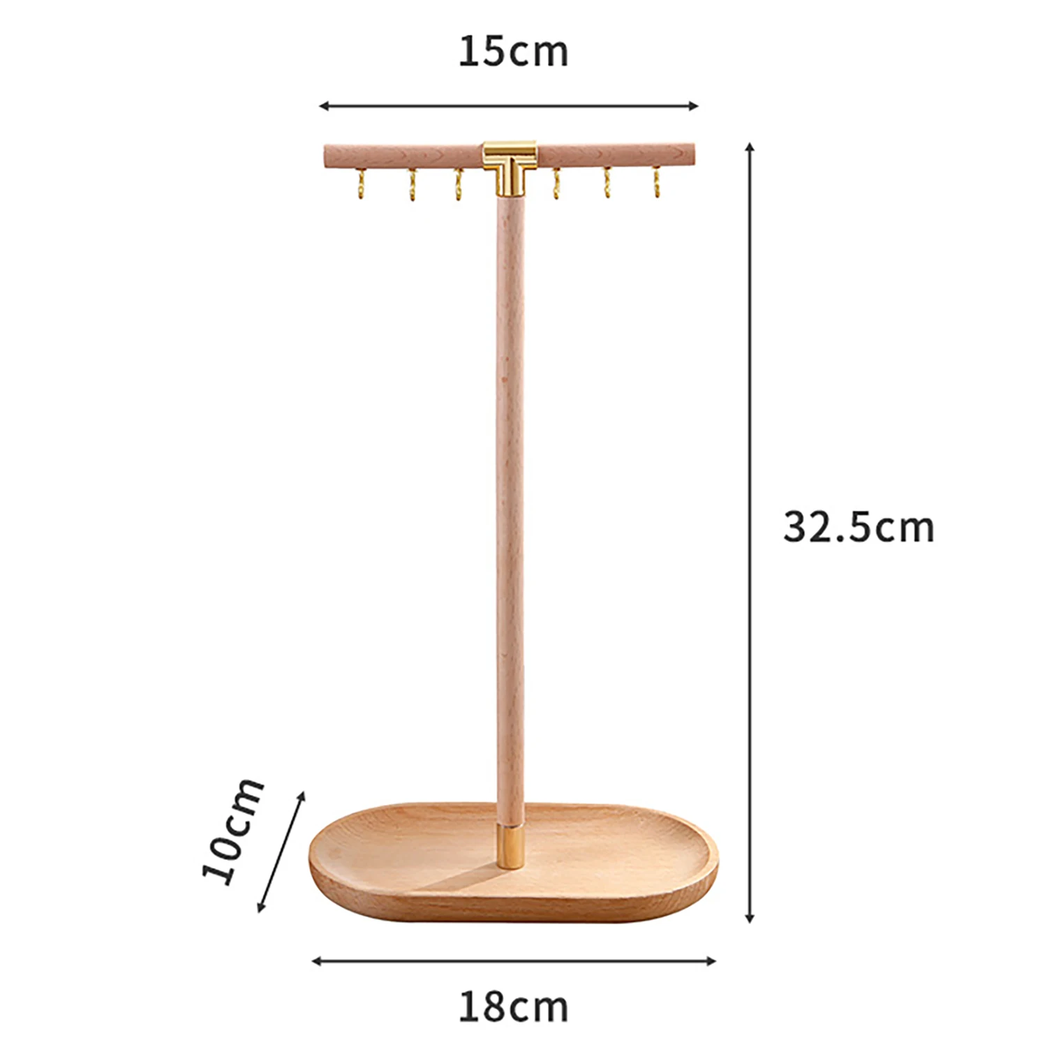 Wooden Chinese Brush Pen Holder with Beechwood Base Calligraphy Rest Ink Hanger 6 Hooks Writing Brush Holder School Stationery