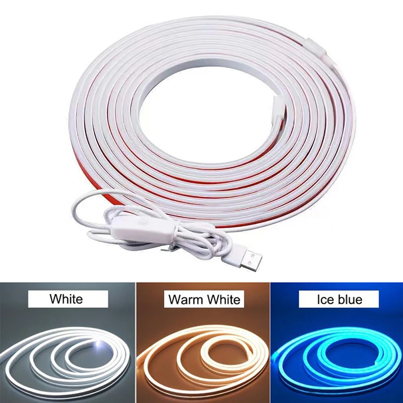 USB DC 5V Flexible Neon Light 2835 120Leds/M Ribbon LED Strip Light Waterproof Neon Sign Light Rope with Switch ac 220v neon led strip ribbon tape flexible neon sign night light lamp 2835 120leds m led strip with eu plug outdoor wall lamp