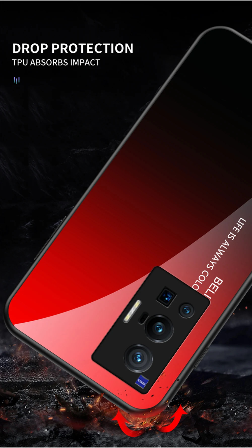 X80 Pro Plus Custodia DECLAREYAO Custodia rigida in vetro per VIVO X70 X60 X50 X30 X27 X23 X20 X9 S Custodia in silicone Ultra sottile Tempere_voghion.com