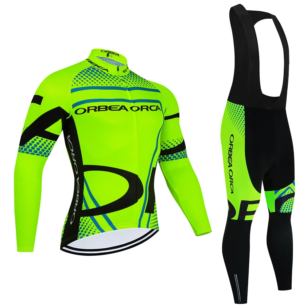 Winter Fluor ORBEA ORCA Bike Jacket Cycling Jersey Pants Set