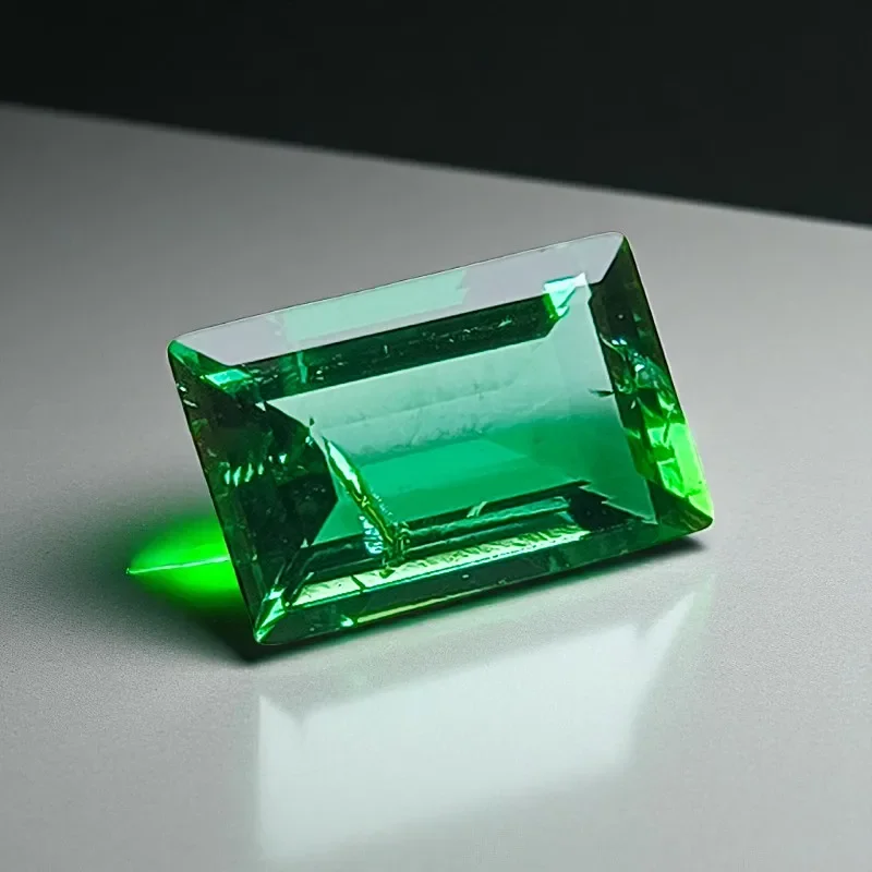 랩 그로운 잠비아산 에메랄드 직사각형 컷 수열 핸드 커팅 (보석 세팅 및 맞춤 ..