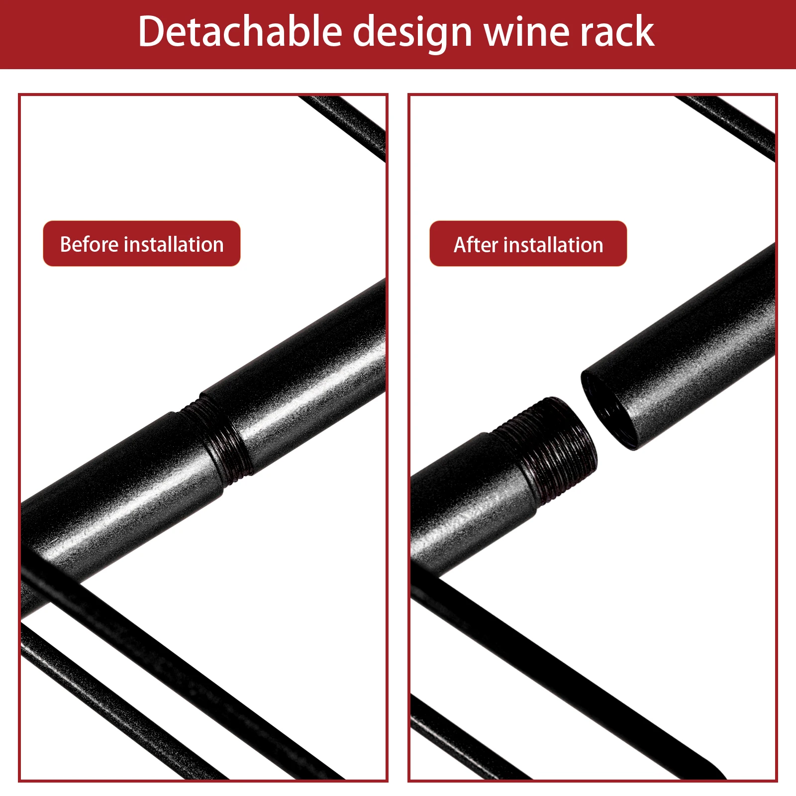 5 Pack Wall Mounted Wine Rack for 60 Wine Bottles Wine Bottle Holder Wine Storage Organizer for Bar Kitchen Cellar Restaurant