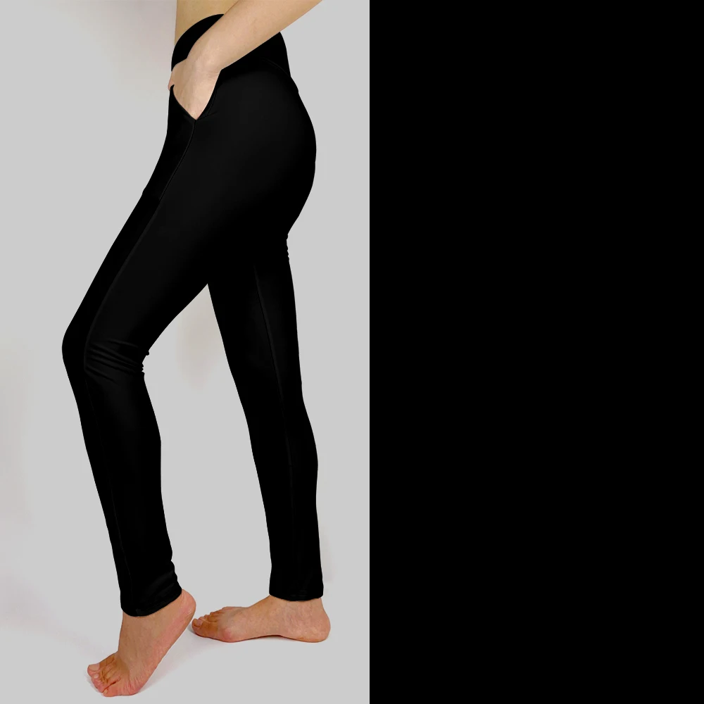 LETSFIND Super Soft High Quaility  Leggings Women Pockets Pants High Waist Fitness Elastic Solid Black Inside Pockets Legging