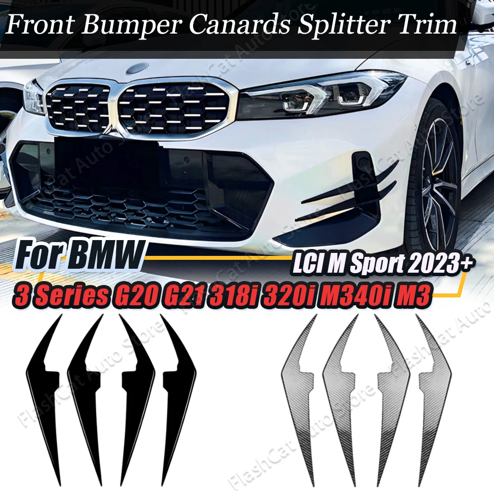 G20 G21 M Sport Lci 2023 + Canards Paraurti Anteriore Canard Splitter Trim Abs Body Kit Tuning Per Bmw Serie 3 320I 325I 330I M340I