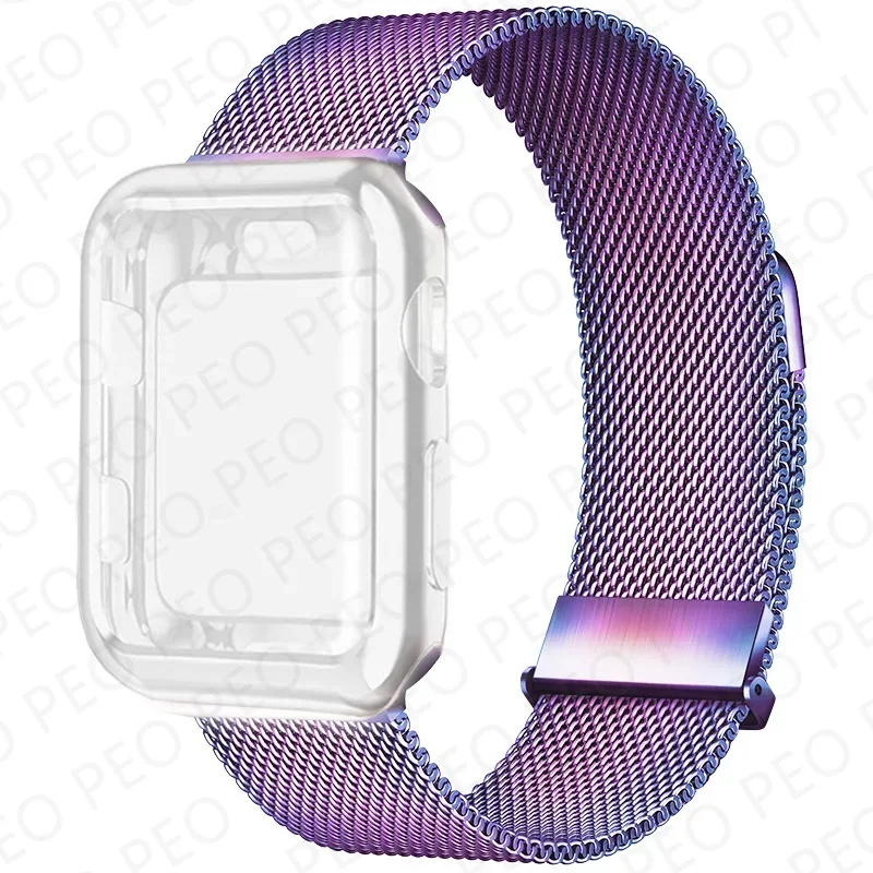 Sleek Metal Magnetic Loop Watch Band with Protective Case