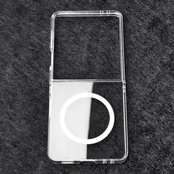 Clear Magnetic Ring Phone Case with Slim Camera Protector - Galaxy Z Flip5 (Transparent)