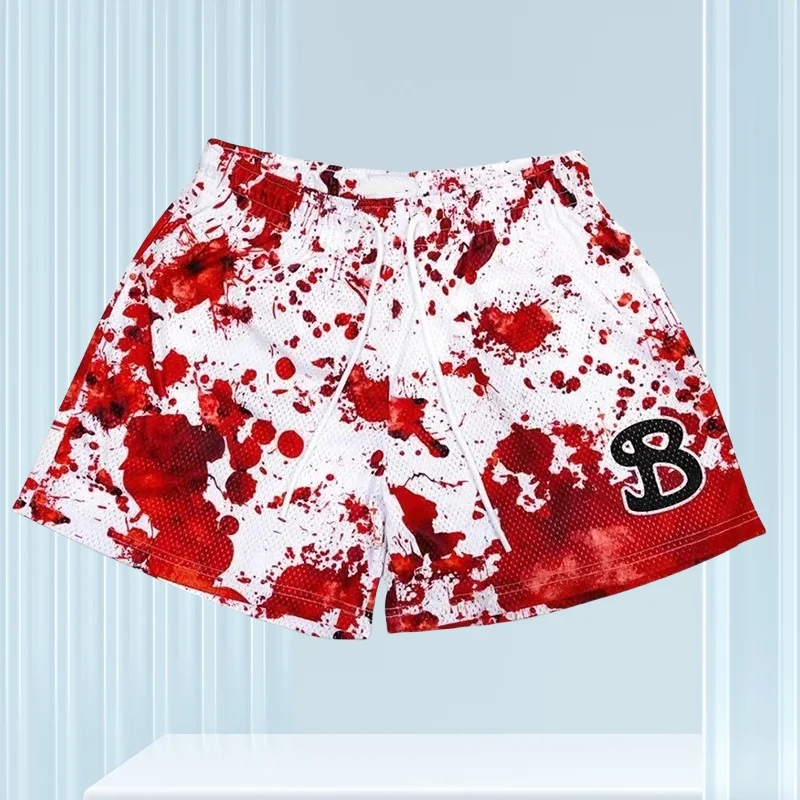 Summer men basketball shorts men's mesh sweatpants gyms loose fitness shorts quarter knee outdoor sports