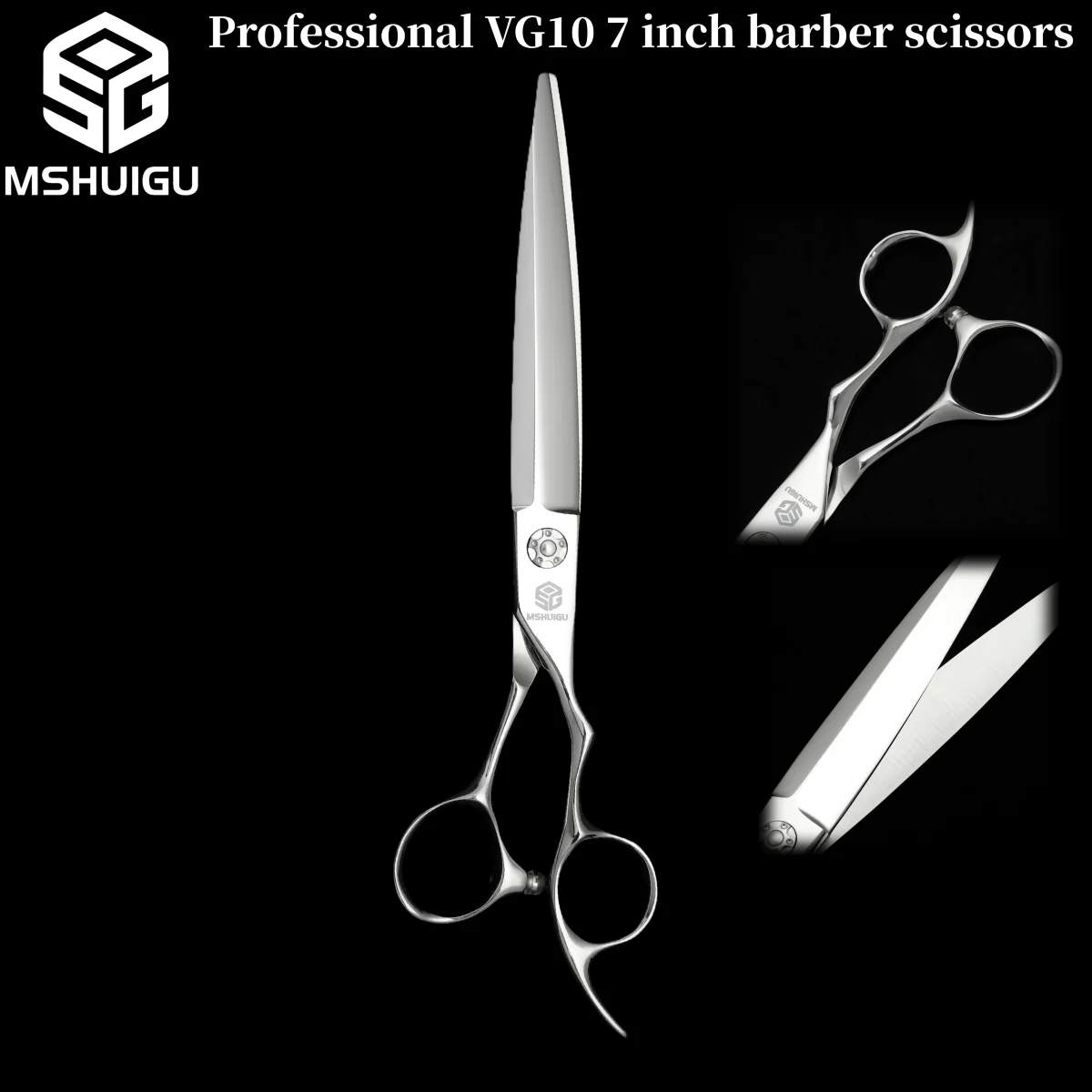 MSHUIGU VG10 전문가용 이발 가위 세트 7인치 다중 게이지 얇은 가위 ..