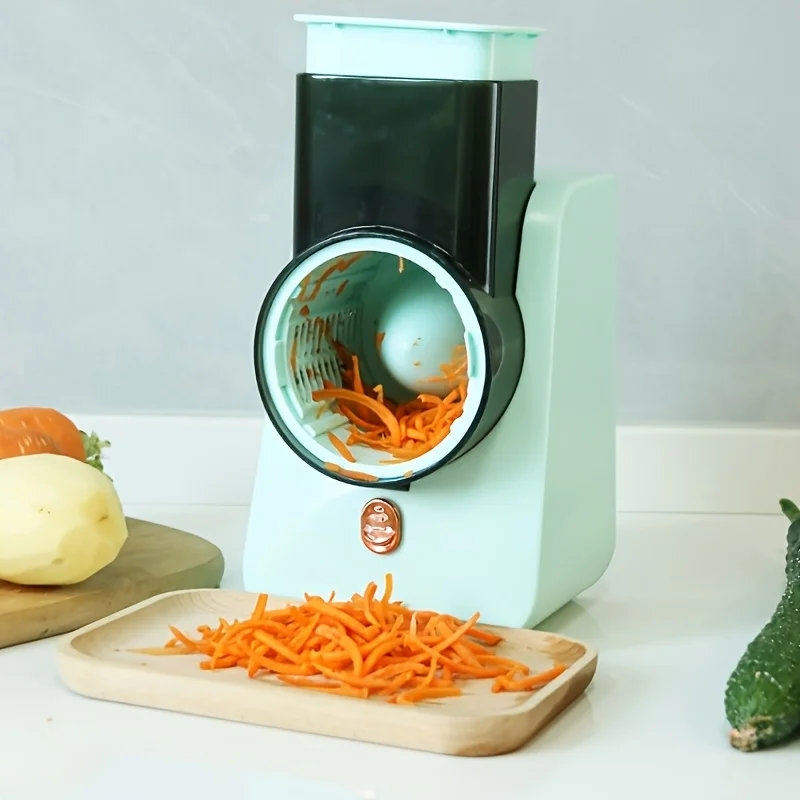 Automatic Vegetable Cutter Electric Slicer Cutting Vegetables Fruits Meat 4-Blade Drum Design A time-saving kitchen must-have