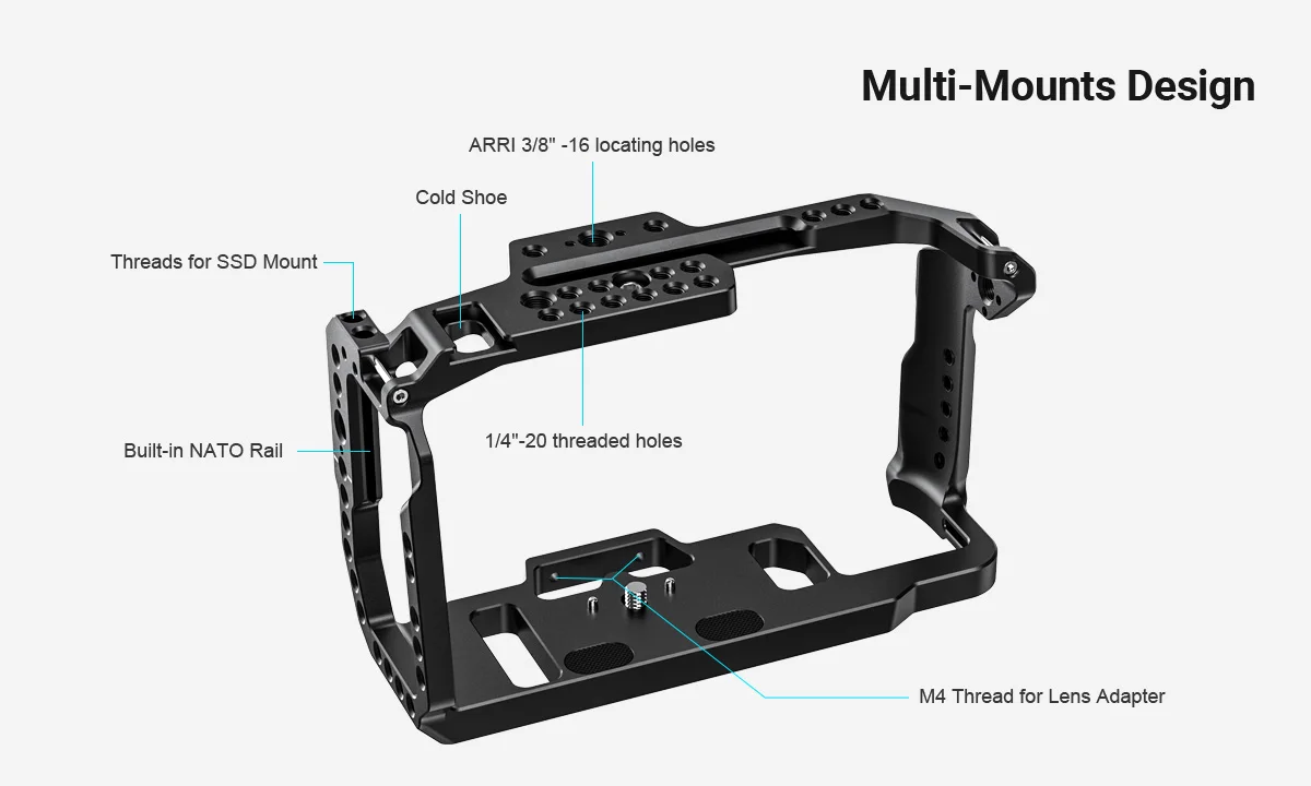for 4K 6K Quick Release Camera Cage for Blackmagic Design Pocket Cinema 4K Cage