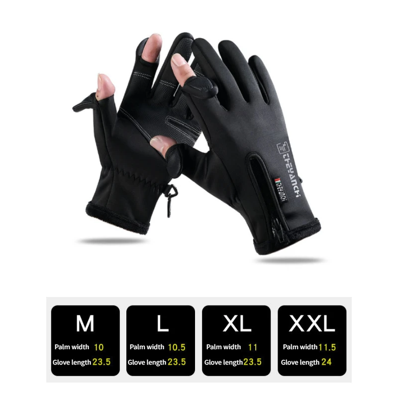 Winter Fishing Gloves 2 Finger Flip Windproof Women Men Gloves