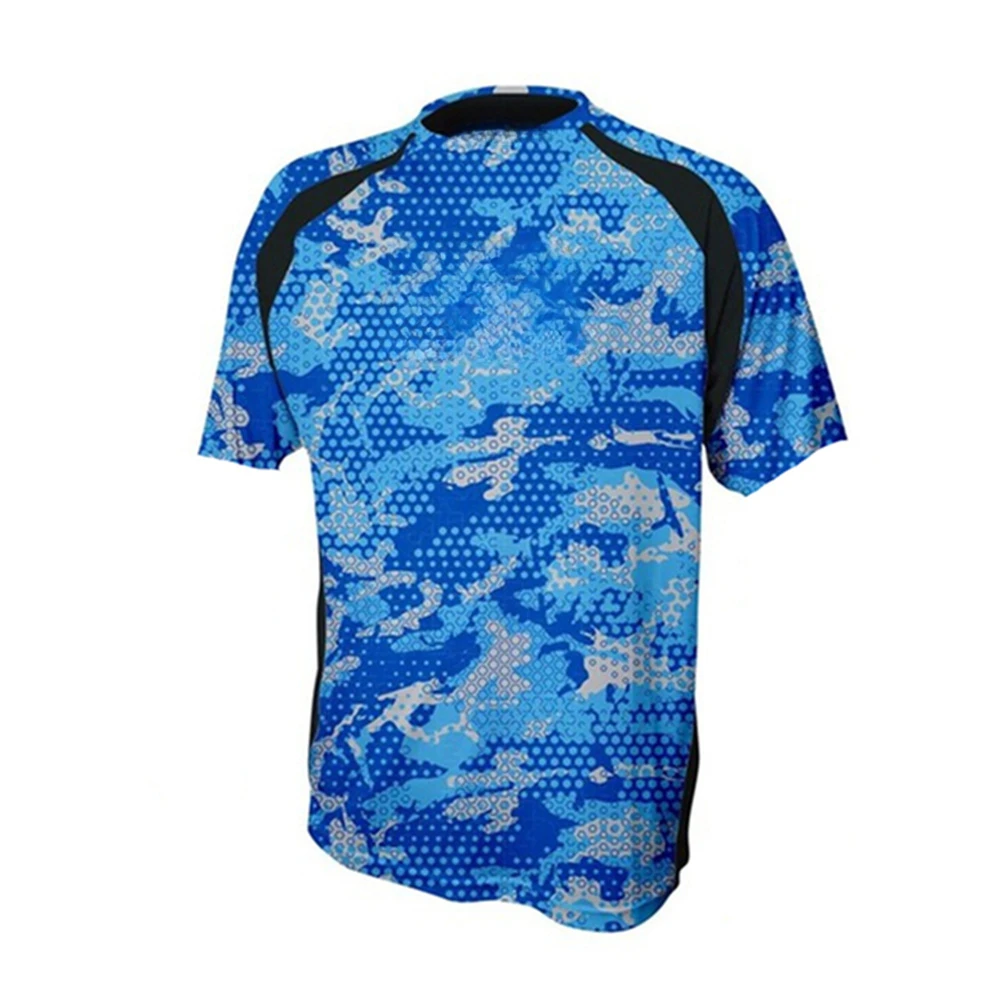 

Fishing T-shirts Navy Blue camouflage UPF50 Men's Short Sleeve Performance Tops Outdoor Sportwear Breathable Jerseys