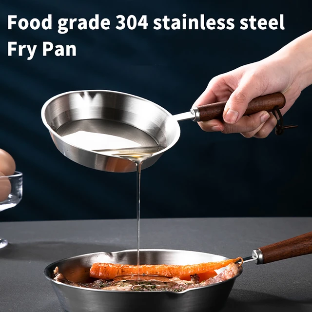 13/17CM Stainless Steel Steak Egg Fry Pan Suit For Induction