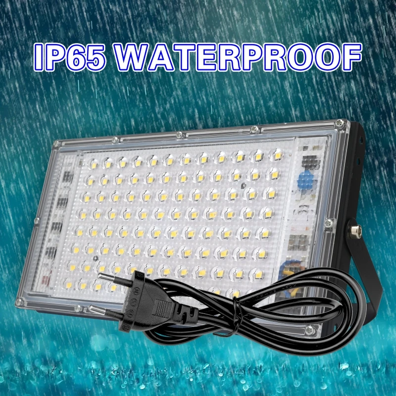 รูปสินค้า ไฟส่องถนน LED 100W กันน้ำ IP65 พร้อมปลั๊ก EU 1 เมตร
