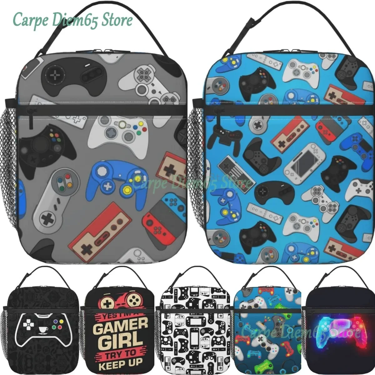 Video Game Controller Lunch Box Insulated Lunch Bag for Women Men Thermal Bento Box Adult