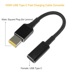 100W USB - C PD to DC Universal Laptop Charger Converter - Fast Charging Adapter Cable (Square Plug)
