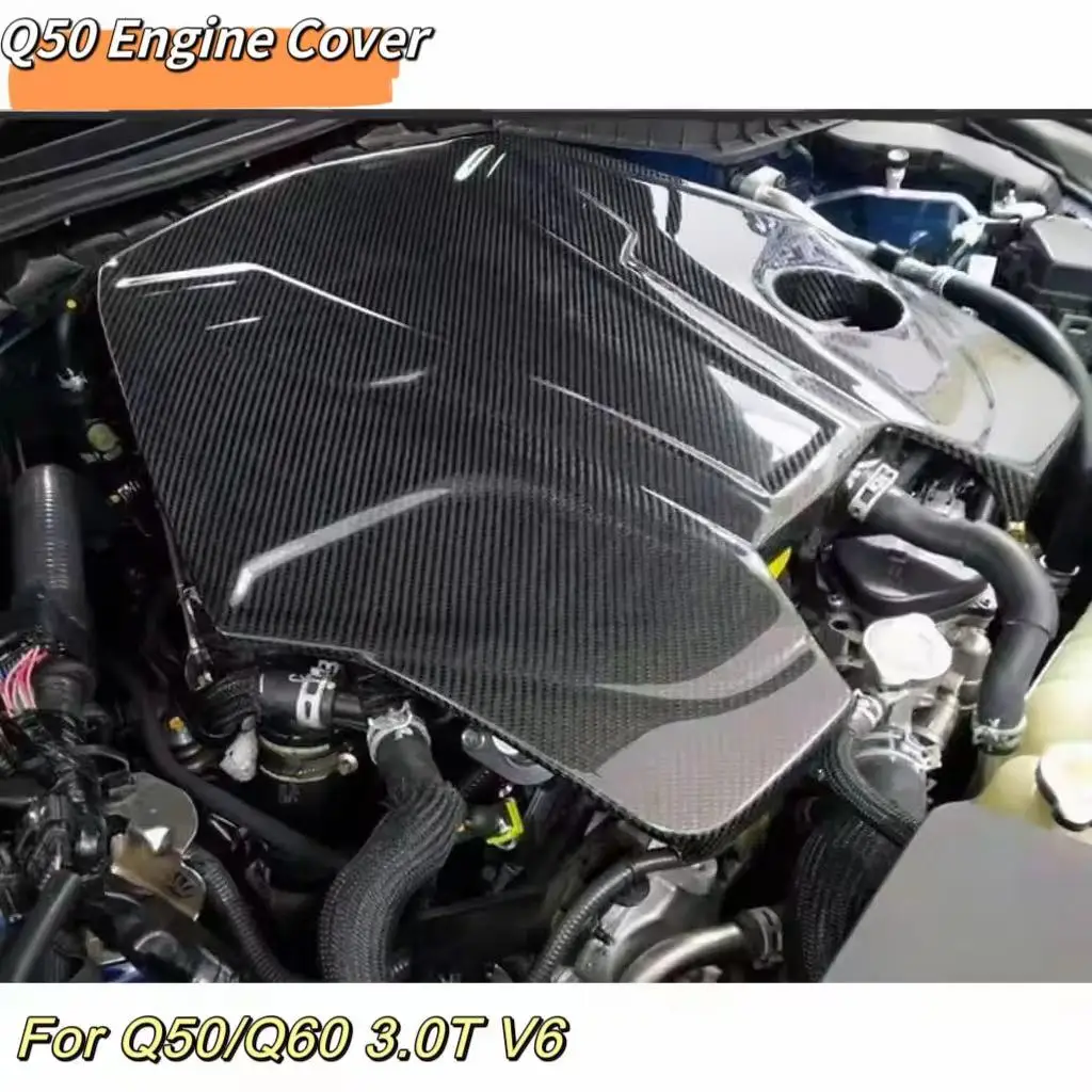 

MRD Carbon Fiber Engine Cover for Infiniti Q50 Q60 3.0T V6 Engine Cover Real Carbon Fiber Honeycomb Car Hood Bonnet Cover