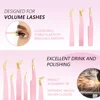 1 Pcs Eyelash Tweezers Extension Pink Stainless Steel Superhard Tweezers With Fiber Tips High Precision Anti-Static Tweezers 5