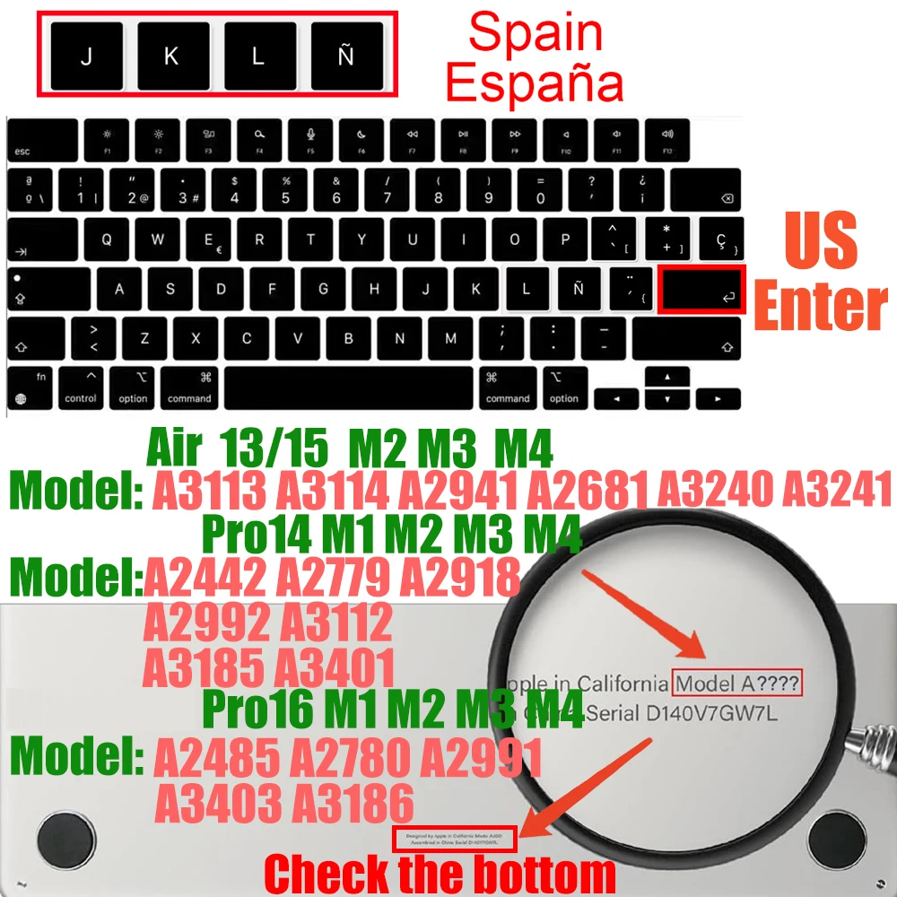 Universal Keyboard Cover for MacBook 2023 dòng Pro và Air - Bố Cục EU/US + Ngôn Ngữ Đa Quốc Gia