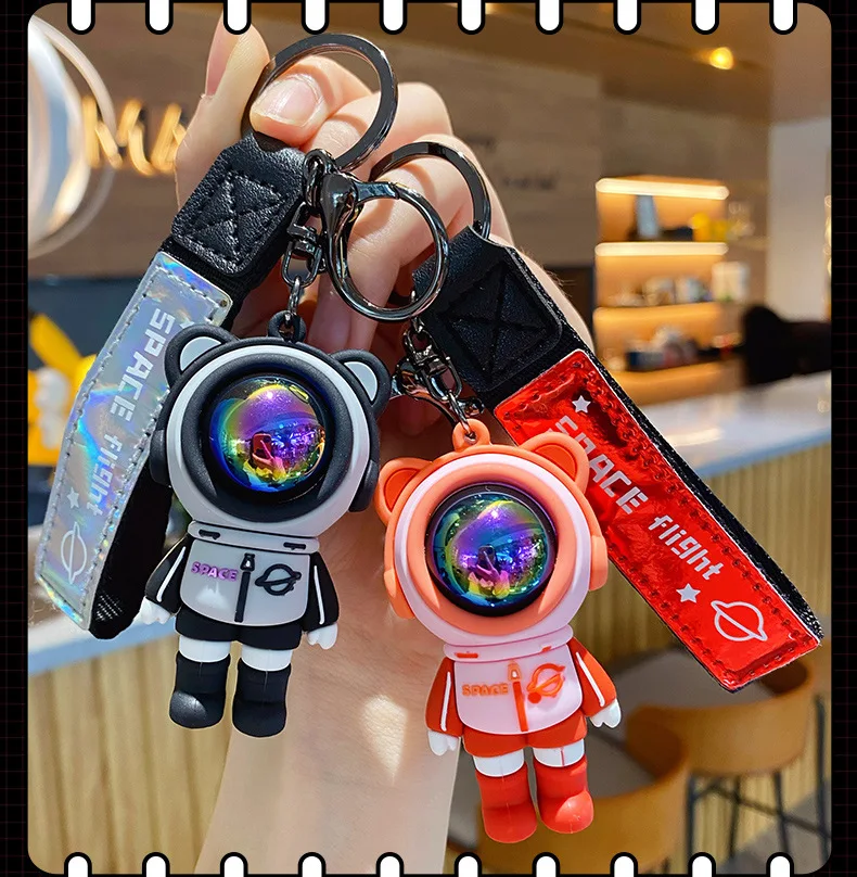 clberni Astronaut Keychain Bear Key Ring Rabbit Bag Charm for Car Keys, Backpack Accessories,Decoration Gift for Women Men Boys Girls, Adult Unisex