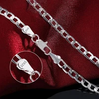 Collier en argent Sterling 925 pour hommes, 2/4/6/8/10/12MM 40-75cm, chaîne faciale, fermoir à homard, bijoux de fiançailles pour hommes et femmes 6