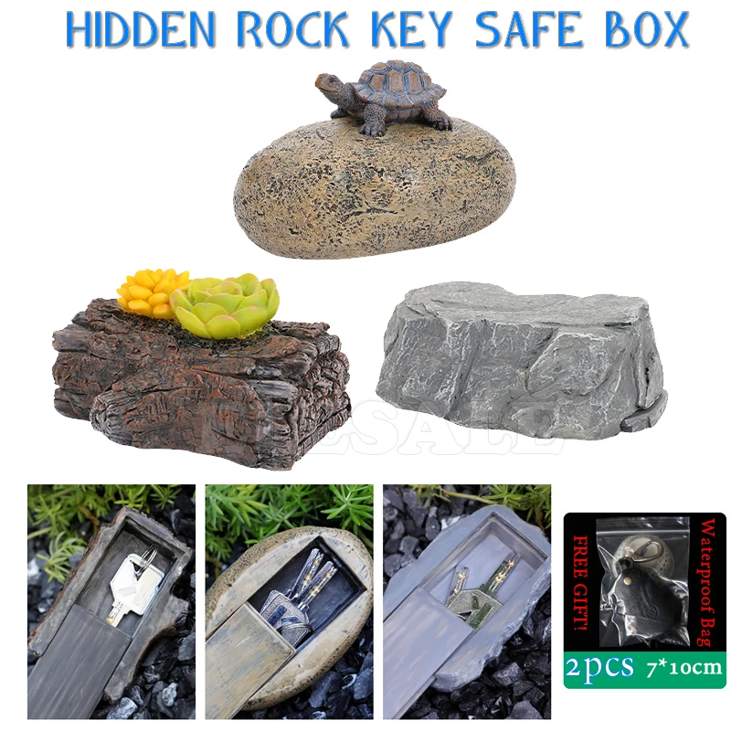 Decorazione Rock Stone Shape Scomparto Portaoggetti Nascosto Sight Secret Key Safe Box Per Home Garden Rv Chiavi Di Ricambio Portachiavi Safes