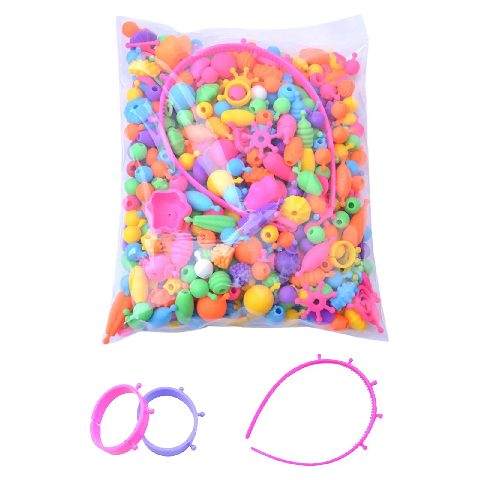 Beads Kids Jewelry Making Kit DIY Arts Jewelry Set Toys Crafts Snap Together Beads for Bracelet Necklace Hairband Earrings Girls