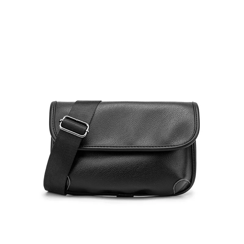 Casual Fashion Crossbody Bag Men Small Square Bag Soft PU Leather Shoulder Bag Mens Mobile Phone Bag Handbag Male Messenger Bag