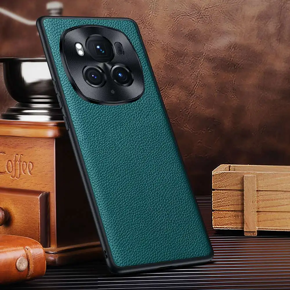 

Чехол из натуральной кожи для Honor Magic 6 Pro, 3D защитный чехол для объектива из сплава для Magic6 Pro, противоударный чехол для телефона