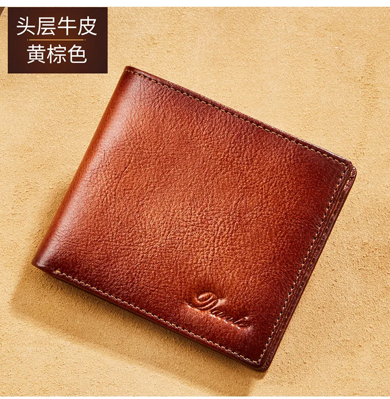 Dante 2023 Men's Leather Wallets RFID Anti-theft Brush Short Clips 100% Head Layer Cowhide Retro Casual Vertical Purse Money Bag