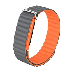 Silicone Adjustable Magnetic Fitness Tracker Band Strap - Fitbit Air (Gray orange)