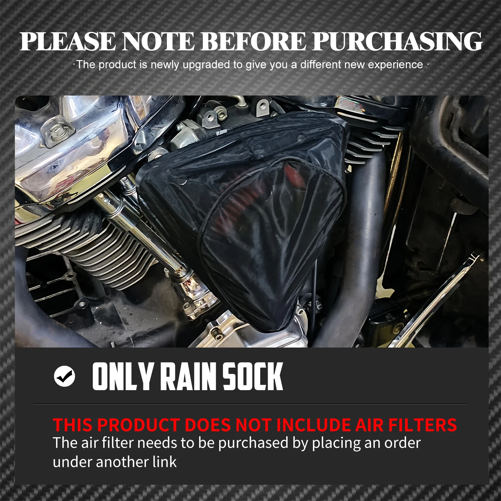 Motorrad Regen Socke Luftfilter Abdeckung Wasserdichte Schutzhülle Schwarz Für Harley Touring Dyna Softail Sportster 883 1200 48 72 – Detail 14