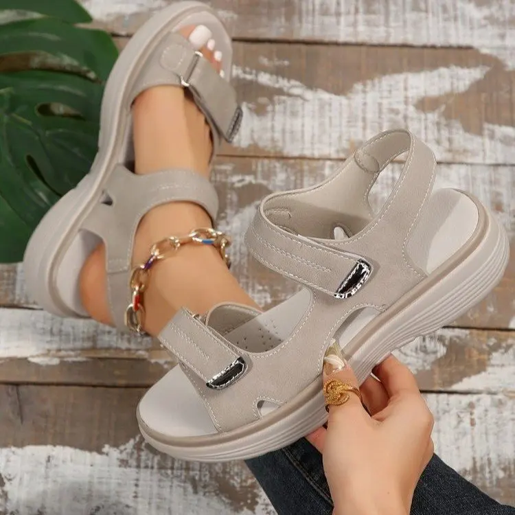 Summer 2024 New Sandals for Women Sports Style Wedge Heels Light Velcro Plus-size Slippers for Women