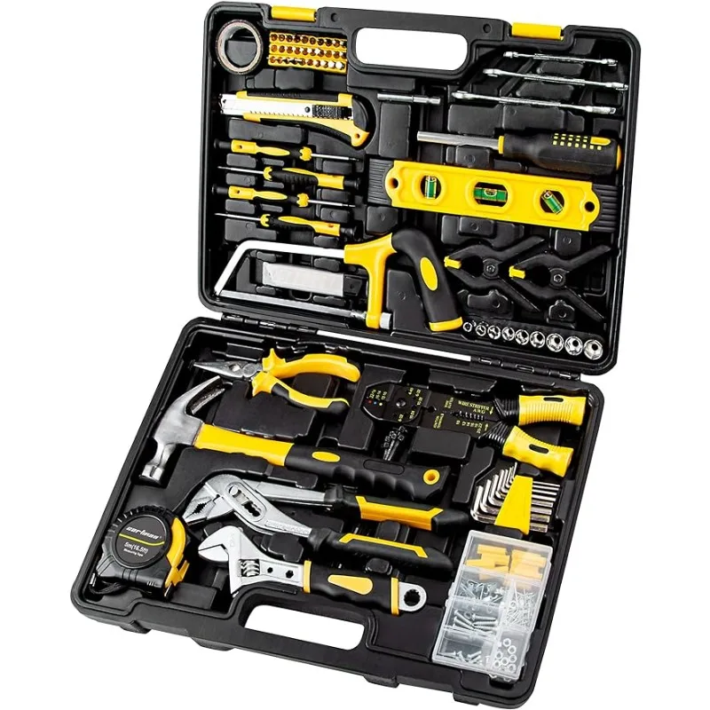 218-piece-tool-set-general-household-hand-tool-kit-with-plastic-toolbox-storage-case-yellow