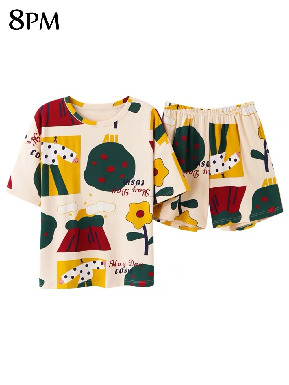 

Women's Pajamas Set Pajamas Summer Tops Shorts Loose Casual Sleepwear Ladies Cute Cartoon Homewear Pyjama Feminino ouc191