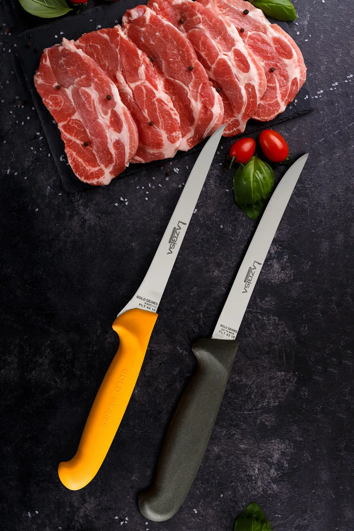 

Kitchen Knife Set Fillet Steak Knife 2 pcs Gold and Black Series